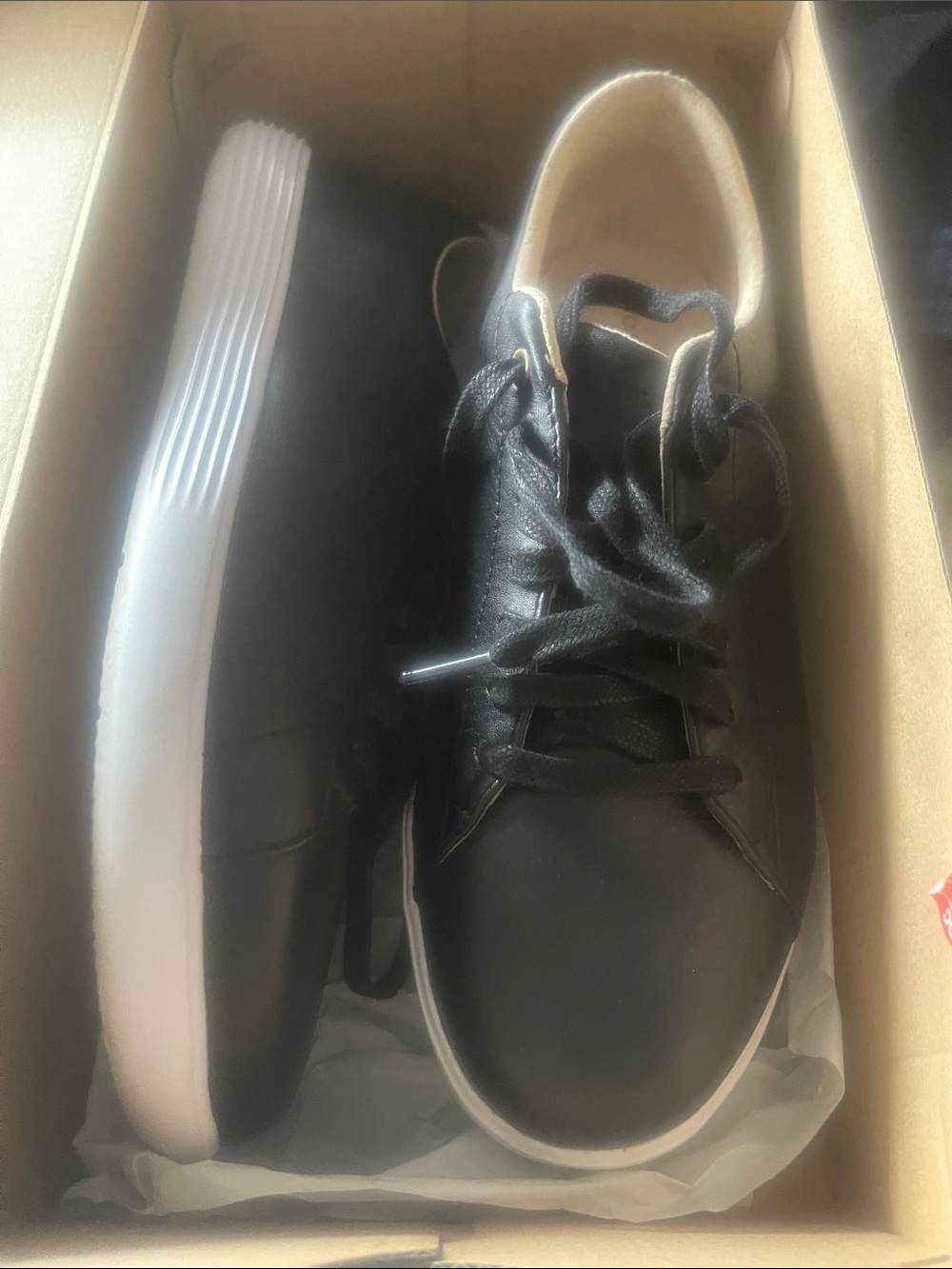 Cole Haan Black Leather Low-Top Sneakers with White Sole - Picture 3 of 4